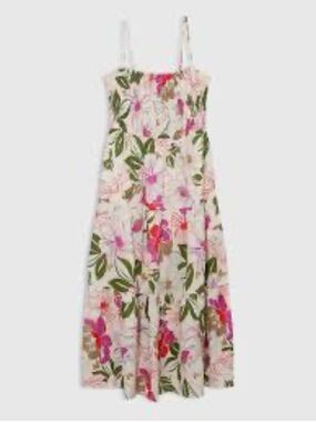Mom + Daughter Matching //GAP Pink Floral Smocked Sundress with Green Leaf Print